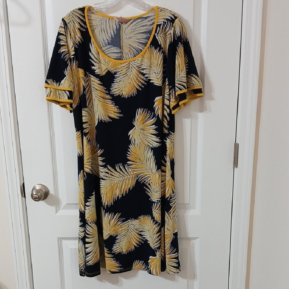 SJS Tropical Leaf Print Midi Dress